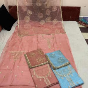 New Arrivals rani pink with beige floral dupatta
