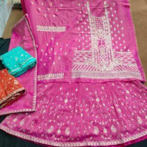 New Arrivals rani pink with beige floral dupatta