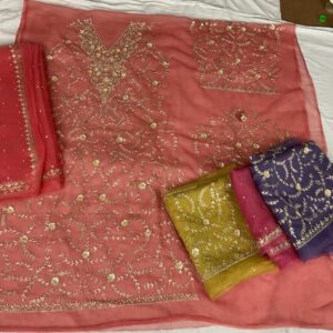 New Arrivals rani pink with beige floral dupatta
